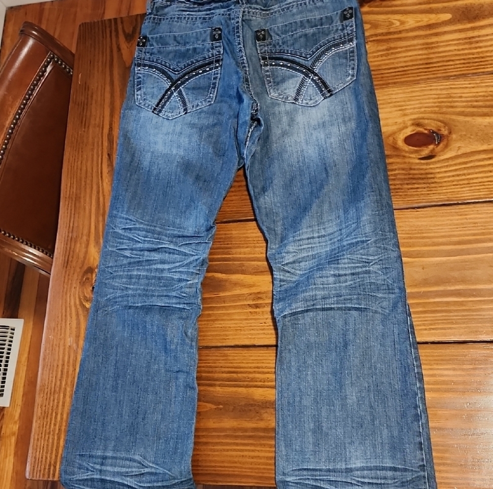 Antique Rivet Bootcut Jeans in Classic Blue